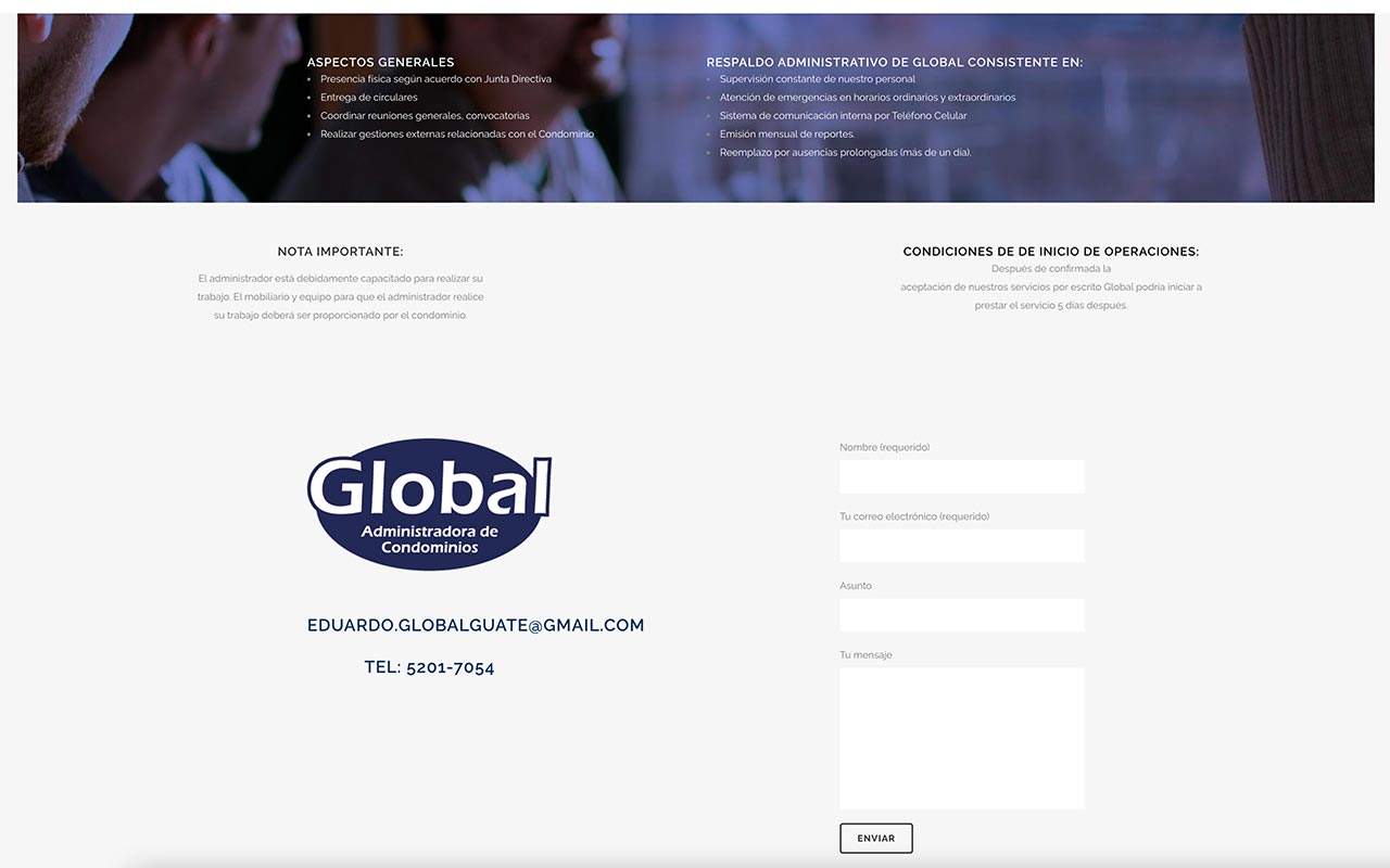 Global Administradora de condominios Guatemala Marketing pagina web diseno grafico digital casas 