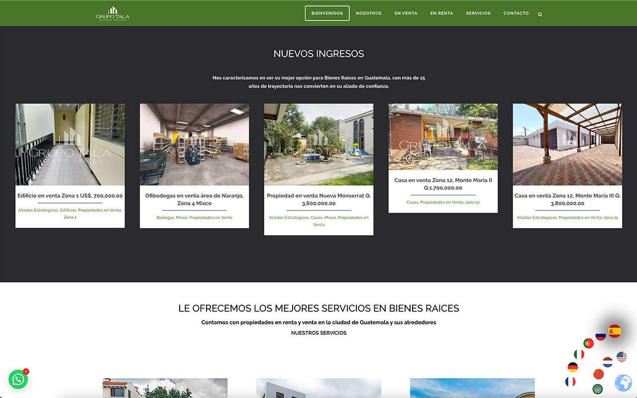 Grupo Tala Bienes Raices Guatemala Marketing pagina web diseno grafico digital inmuebles inmobiliaria casas apartamentos 