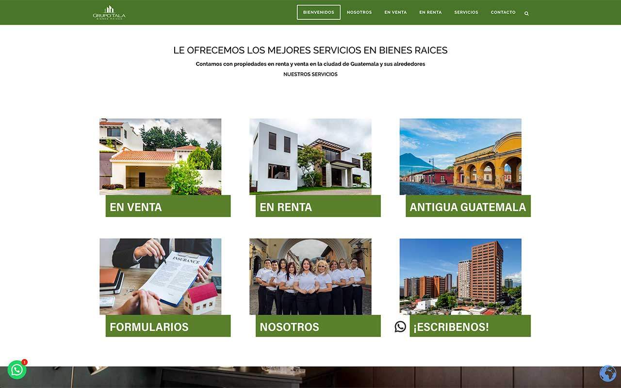 Grupo Tala Bienes Raices Guatemala Marketing pagina web diseno grafico digital inmuebles inmobiliaria casas apartamentos 