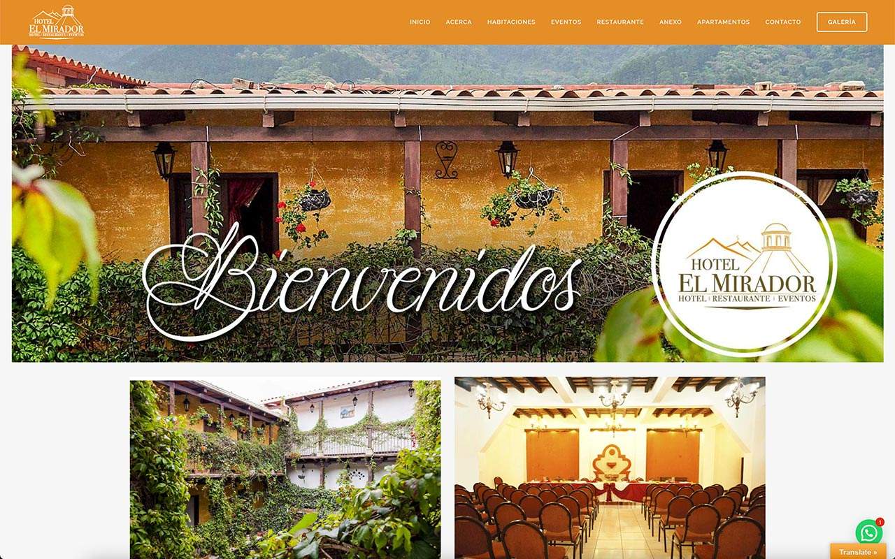 Hotel El Mirador restaurante Guatemala Marketing pagina web diseno grafico eventos 