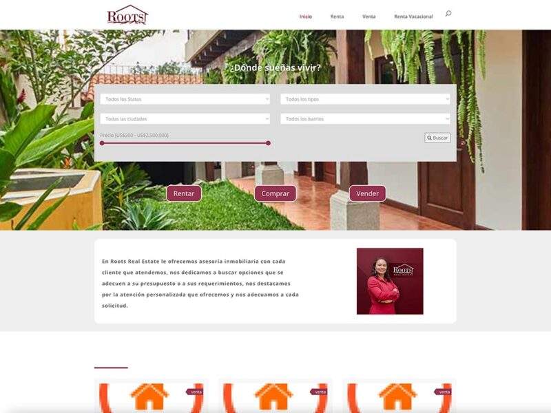 Roots Real Estate Guatemala Marketing pagina web diseno grafico inmuebles bienes raices